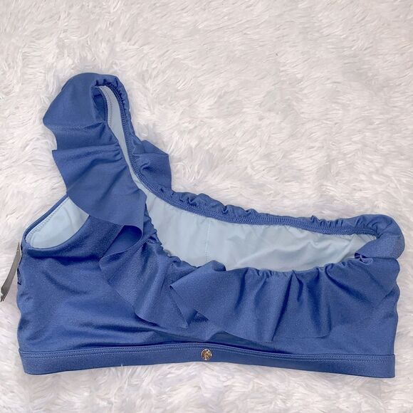 NWT Victoria’s Secret Swim 2 Piece Blue Ruffle One Shoulder Bikini Sz L/XL - Picture 5 of 14